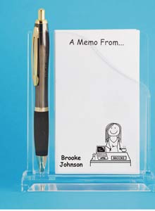 Personalized Acrylic Memo Holder From Pen At Hand Stick Figure