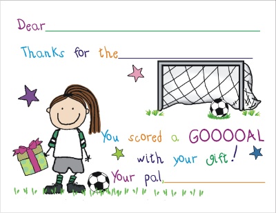 personalized fill-in thankyou card soccer