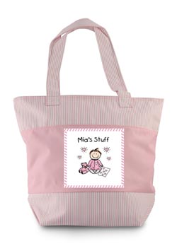 personalized zipper tote baby pink stuff